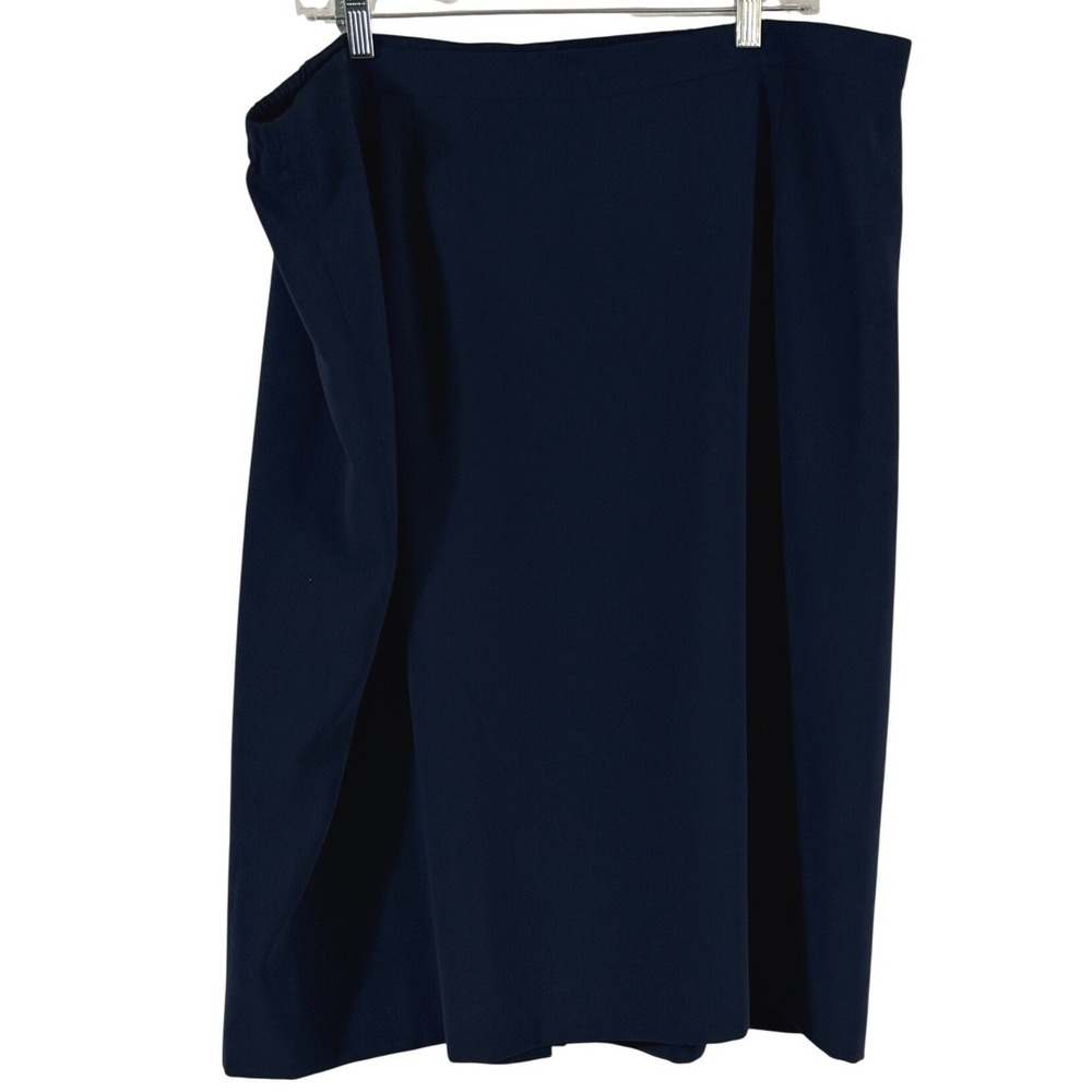 Kasper Pencil Skirt Sz 22W Navy Blue Elastic Waist Lined Career Professional